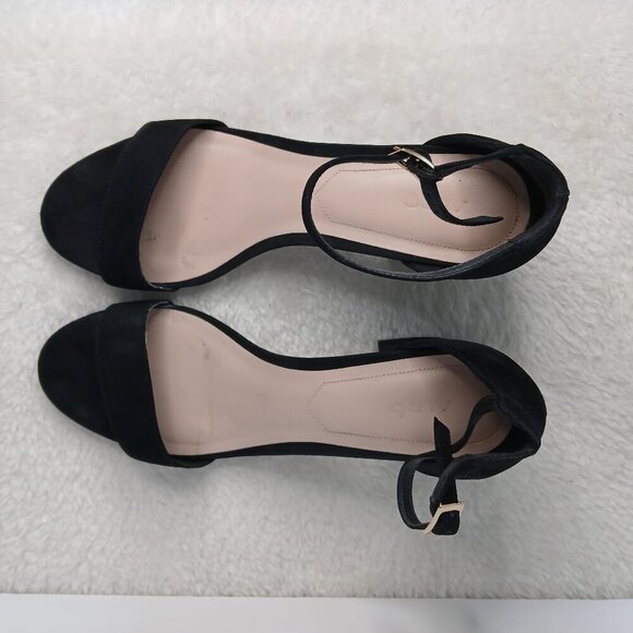 Women's Aldo Suede Low Block Heel Sandals Black Size 10 - Picture 5 of 10